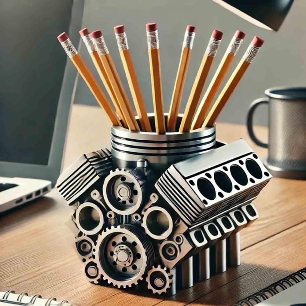 Home Office Freelancer - ペンホルダー 樹脂 V8 車エンジンペンホルダー ユニークな文具オーガナイザー ホームオフィス装飾用