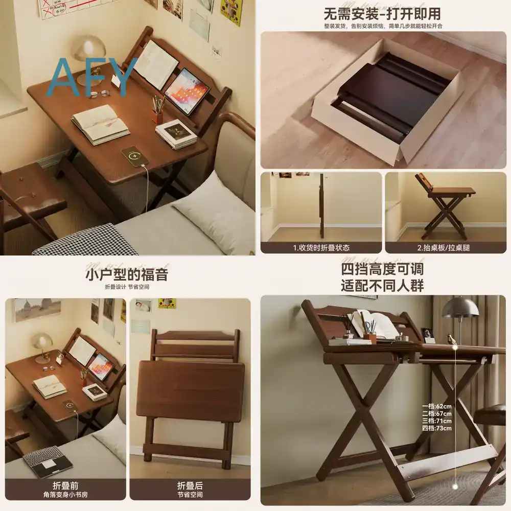 Home Office Of Ikea - 狭いスペース用の折りたたみ式デスク 寝室用木製ベッドサイドデスク ホームオフィス用コンパクトラップトップテーブル IKEA用 小さなアパート用