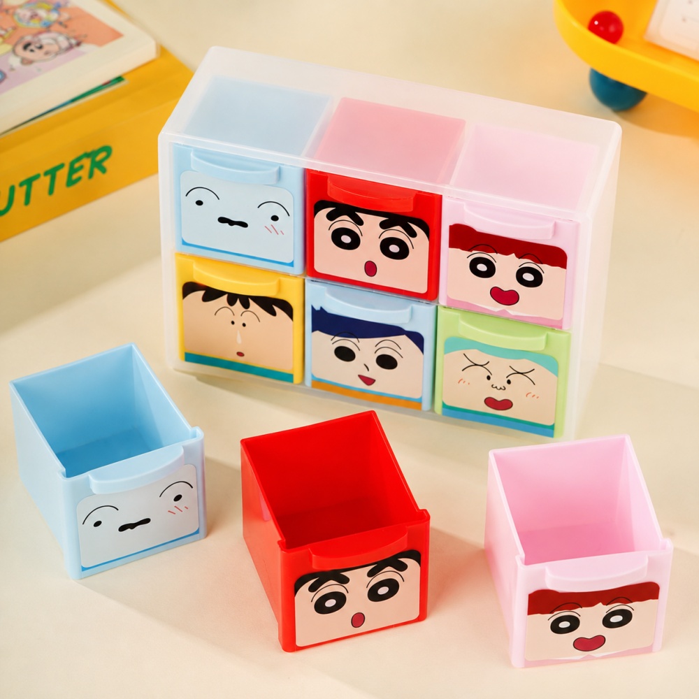 Home Office Desk With Drawers - クレヨンしんちゃん正規品 6グリッドデスクオーガナイザーボックス かわいいプラスチック製引き出し収納ケース 文房具 化粧品 雑貨