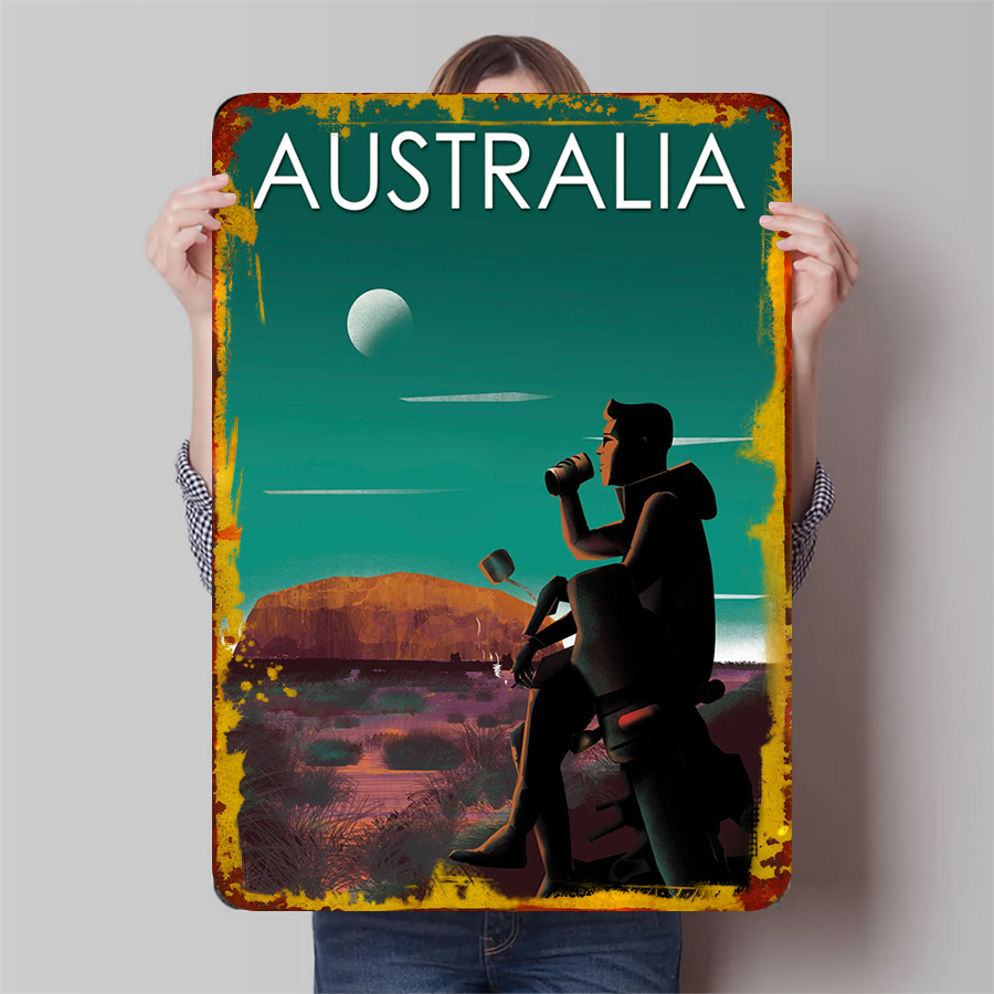 Home Office Australia - オーストラリアの風景、素朴なメタルウォールアート、カスタム旅行風景の装飾、ホームオフィスの装飾に