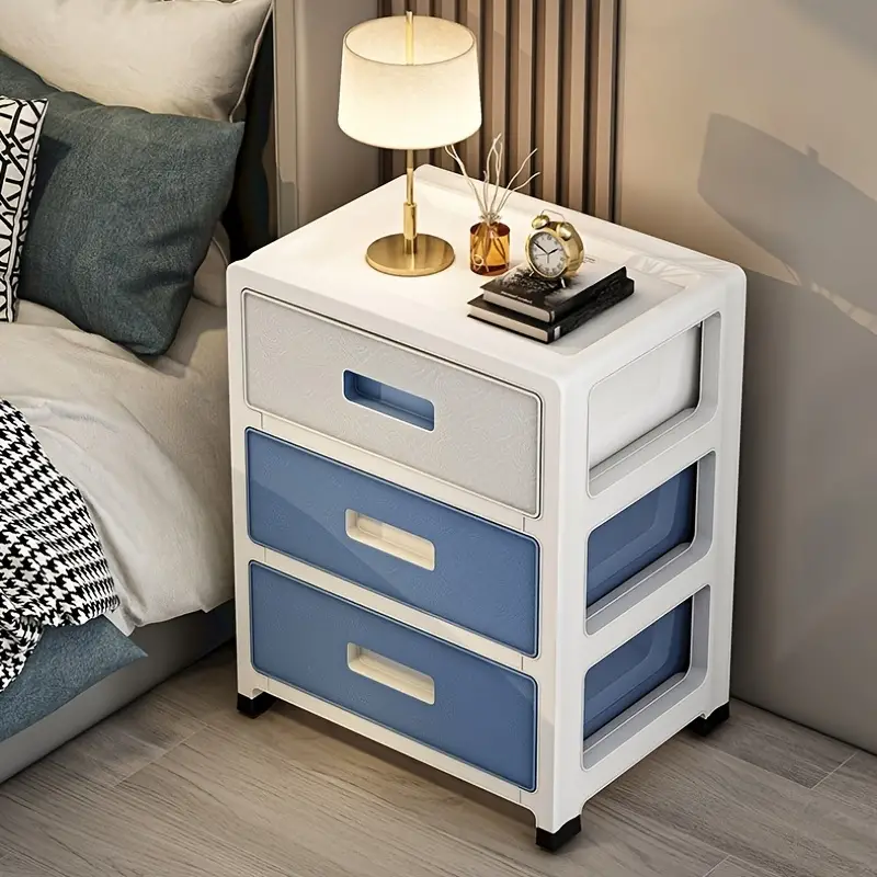 Desk Drawer Small - モダンミニマリストスタイルのベッドサイドテーブル - 省スペースのポータブル収納ラック、3つの引き出し付き、寝室やリビングルームに最適。 シンプルなスタイルで、リビングルームで衣類や様々なものを収納するのに適しています。