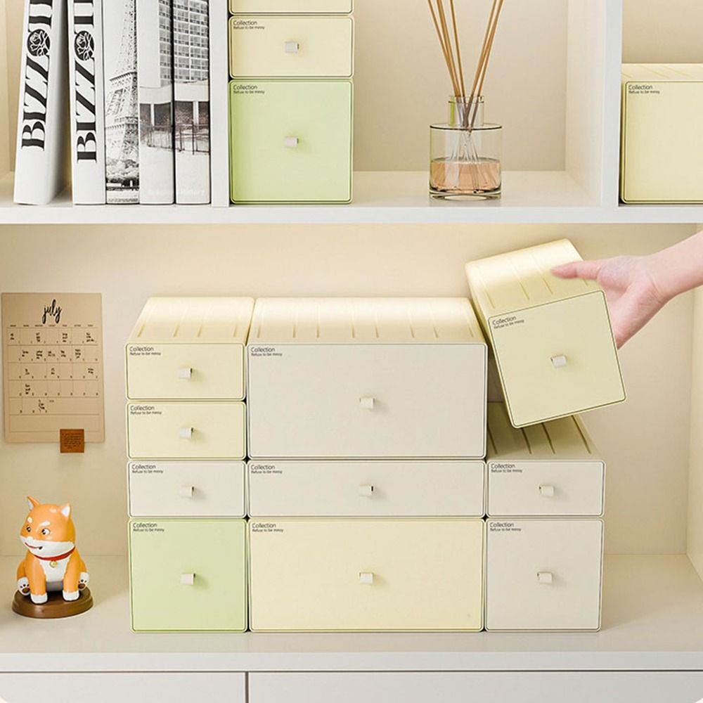 Home Office Desk With Drawers - カラフルなデスクトップ積み重ね可能なオーガナイザー引き出し、オフィスアクセサリー収納ボックス、化粧プラスチック容器、バスルーム収納