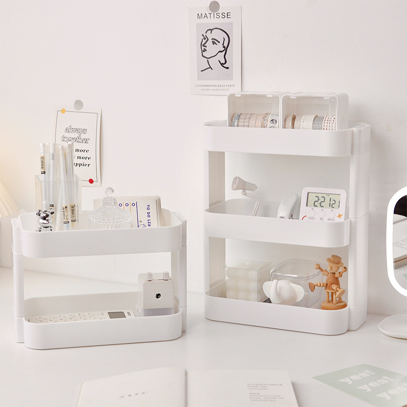 Desk Drawer Small - 多機能棚二層収納棚デスクトップ収納ラックプラスチックデスク棚化粧品雑貨オーガナイザー収納