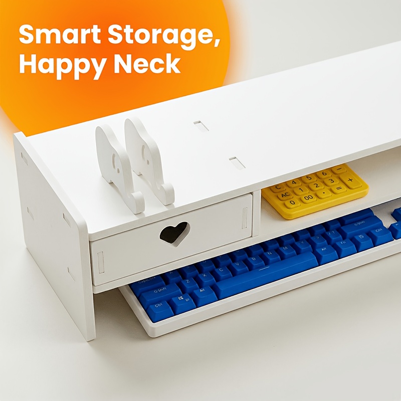 ミニマリストな白いPVC製モニタースタンドライザー、収納引き - Desk Drawer Small のレビューと価格