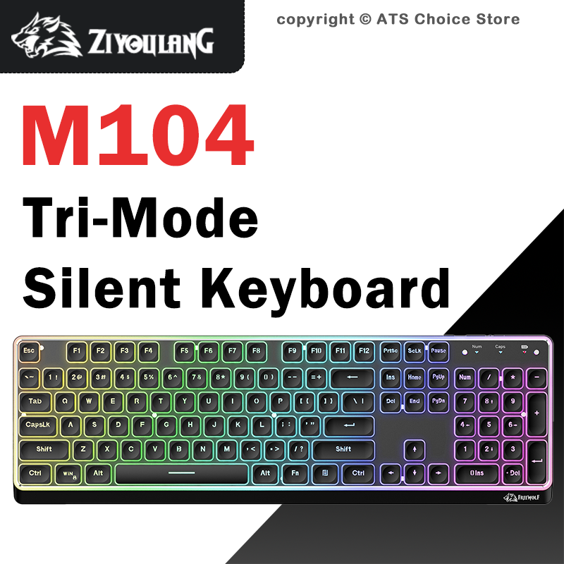 Freewolf M104 トリモード ワイヤレス キーボー - Home Office Uk Number のレビューと価格