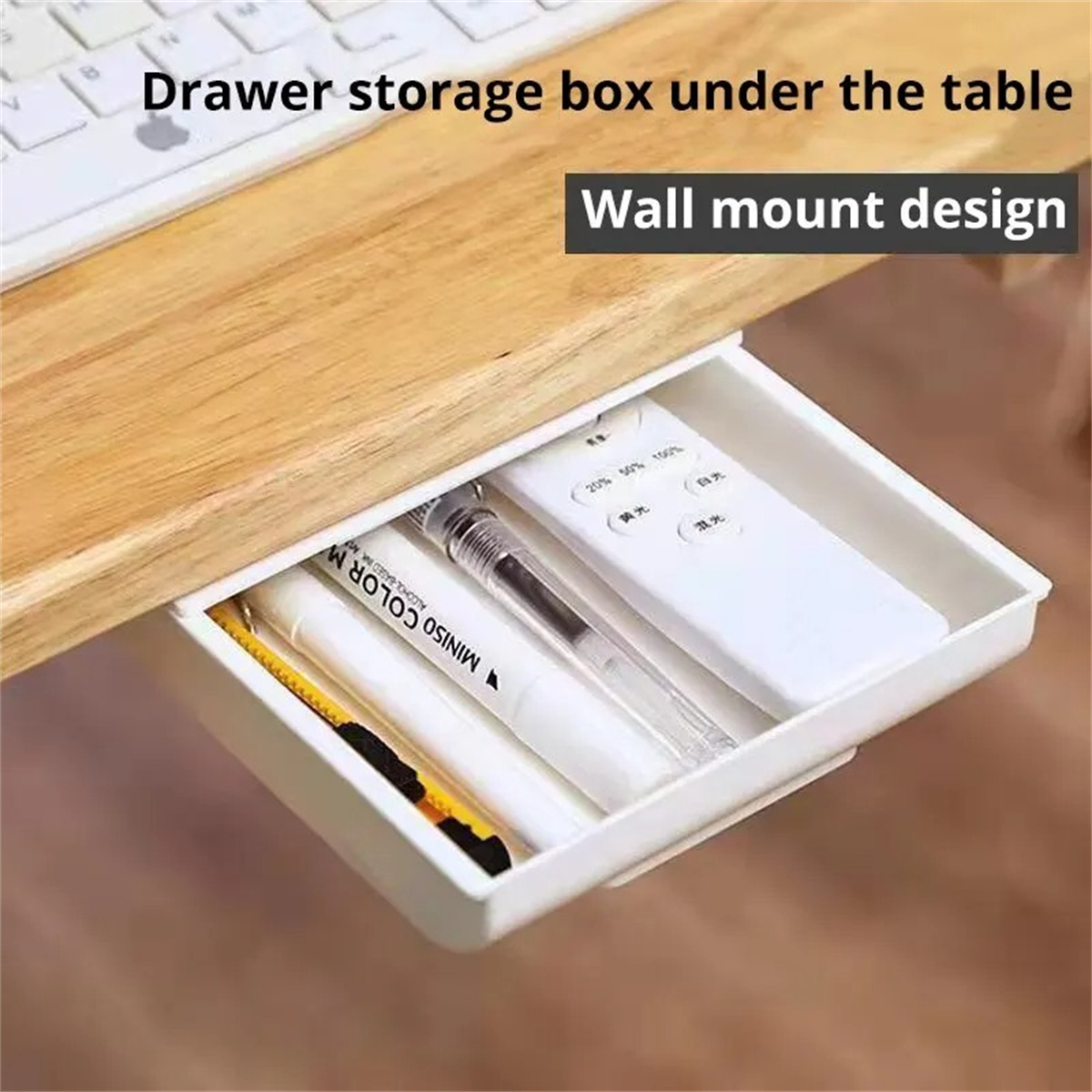 1pc ホワイト自己粘着収納引き出しボックスメイクアップ鉛筆 - Desk Drawer Small のレビューと価格