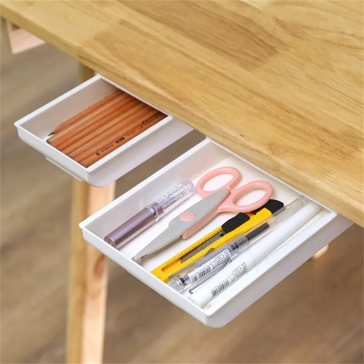 1pc ホワイト自己粘着収納引き出しボックスメイクアップ鉛筆 - Desk Drawer Small のレビューと価格