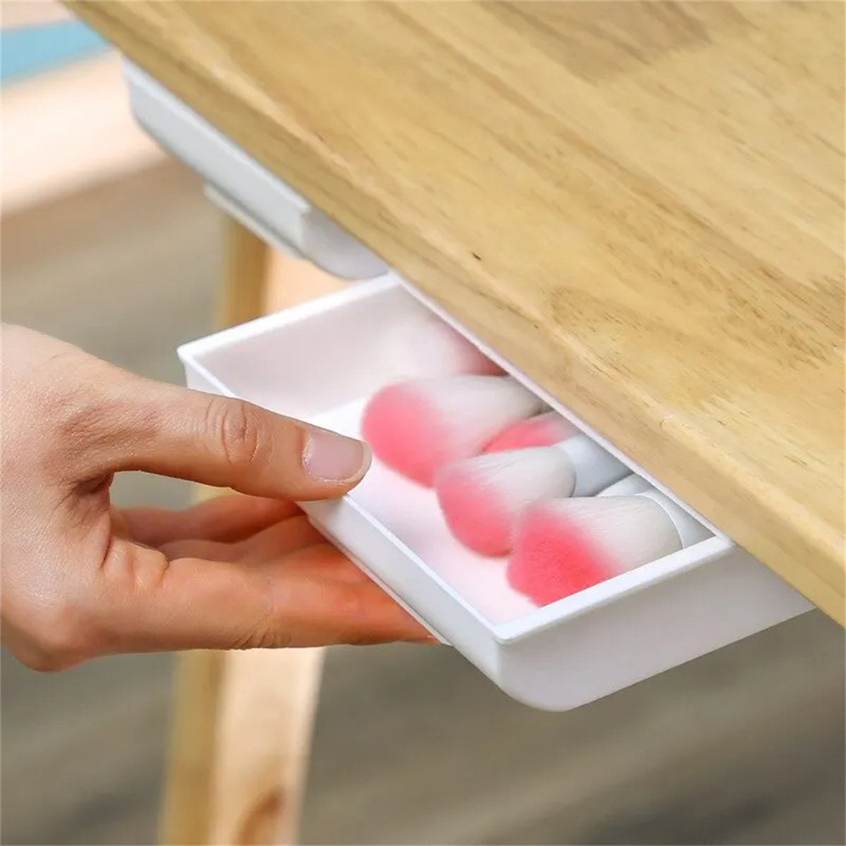 1pc ホワイト自己粘着収納引き出しボックスメイクアップ鉛筆 - Desk Drawer Small のレビューと価格