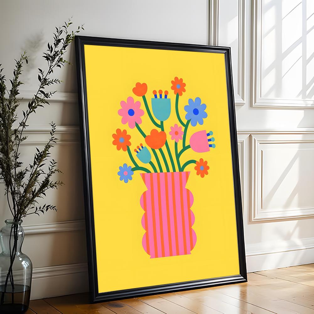 ピンクの花市場の花瓶の絵画書道HDキャンバスウォールアートポ - Home Office Marketing のレビューと価格