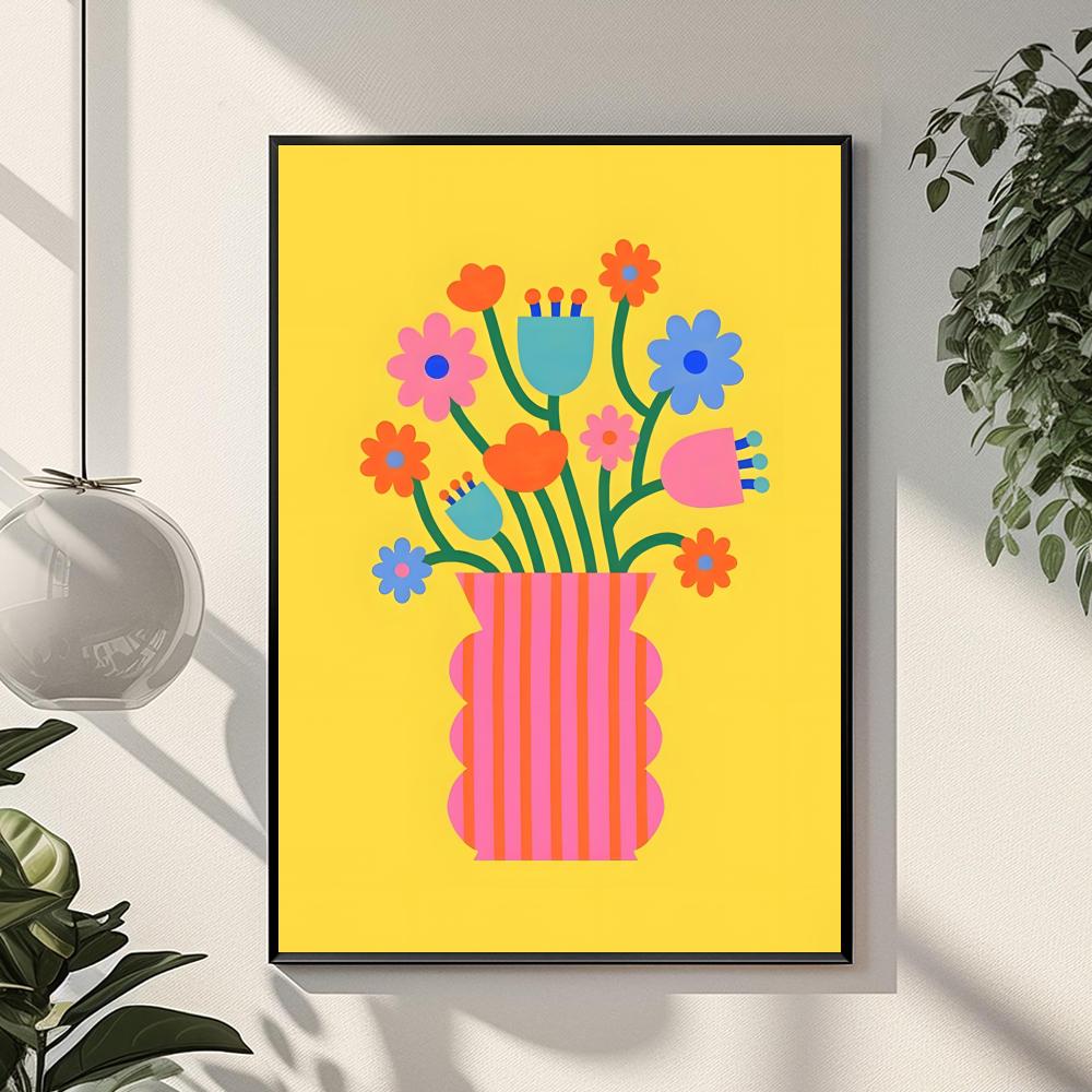 ピンクの花市場の花瓶の絵画書道HDキャンバスウォールアートポ - Home Office Marketing のレビューと価格