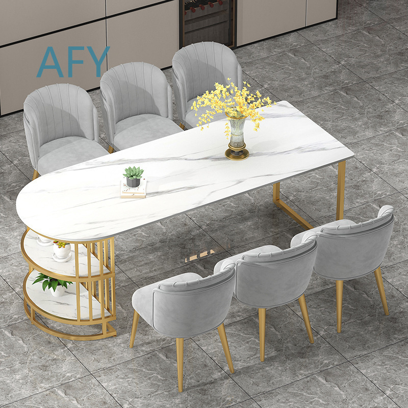 長方形の大理石スラブダイニングテーブルと椅子セット、モダンな - Home Office Of Ikea のレビューと価格