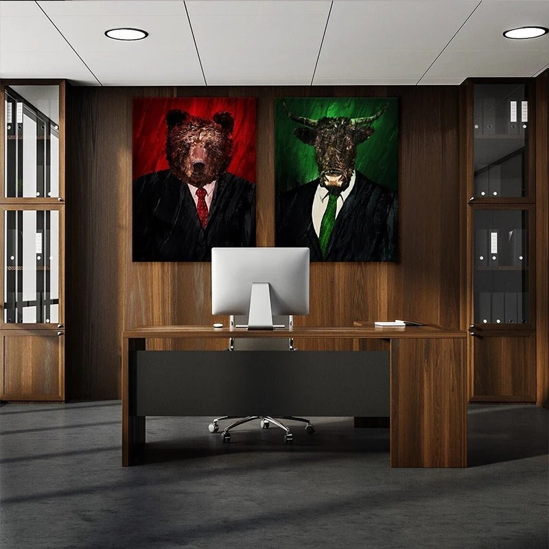 ネオンブルズ&ベアーズ株式市場取引引用キャンバスポスタープロ - Home Office Marketing のレビューと価格