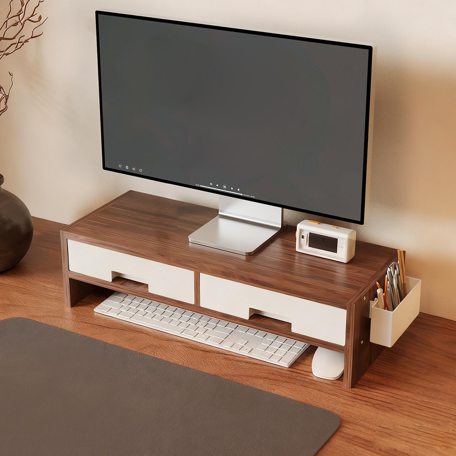 デスクモニタースタンドライザー ダブル引き出し 人間工学に基 - Desk Drawer Small のレビューと価格