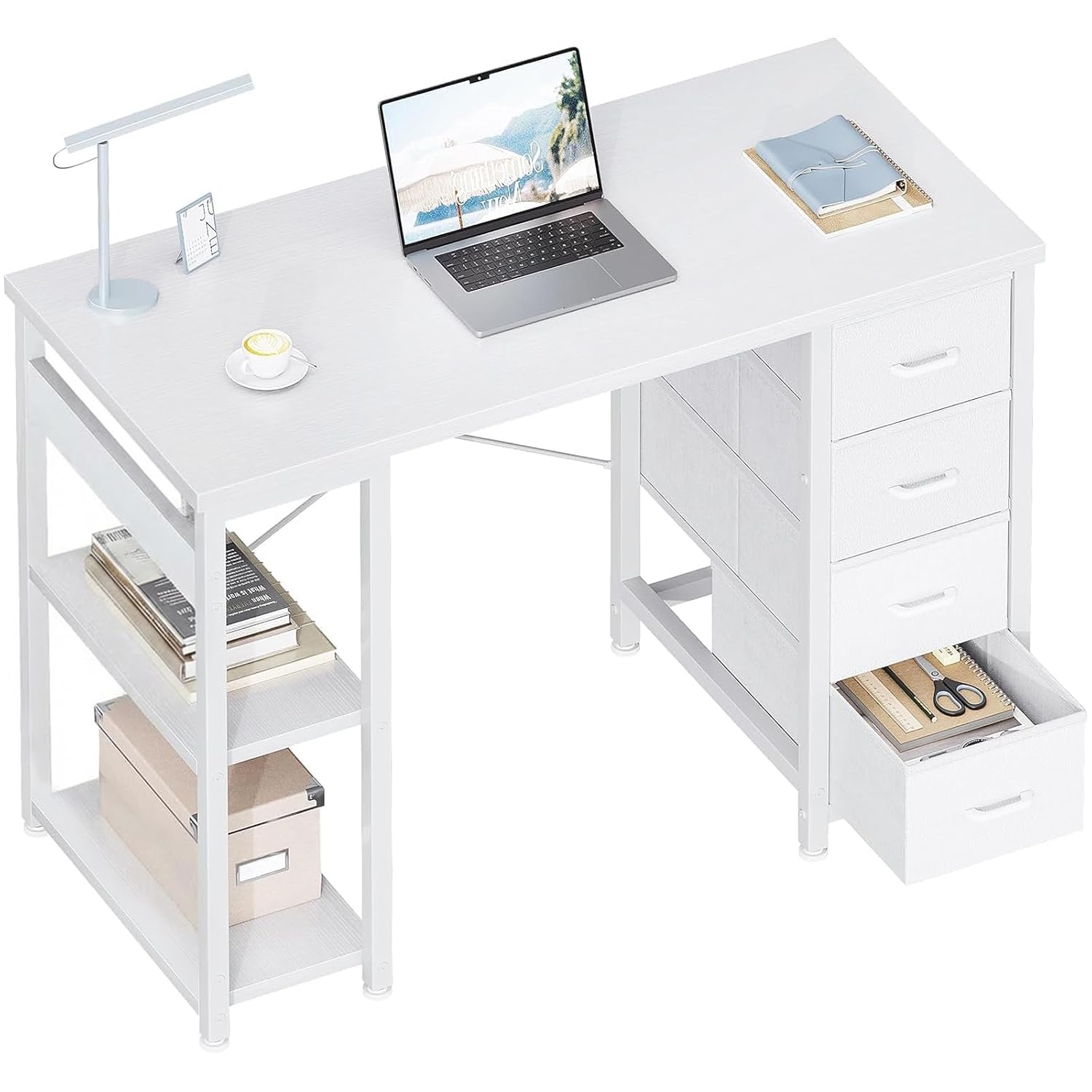 ホームオフィス用40インチ小型ホワイトコンピューターデスク、 - Desk Drawer Small のレビューと価格