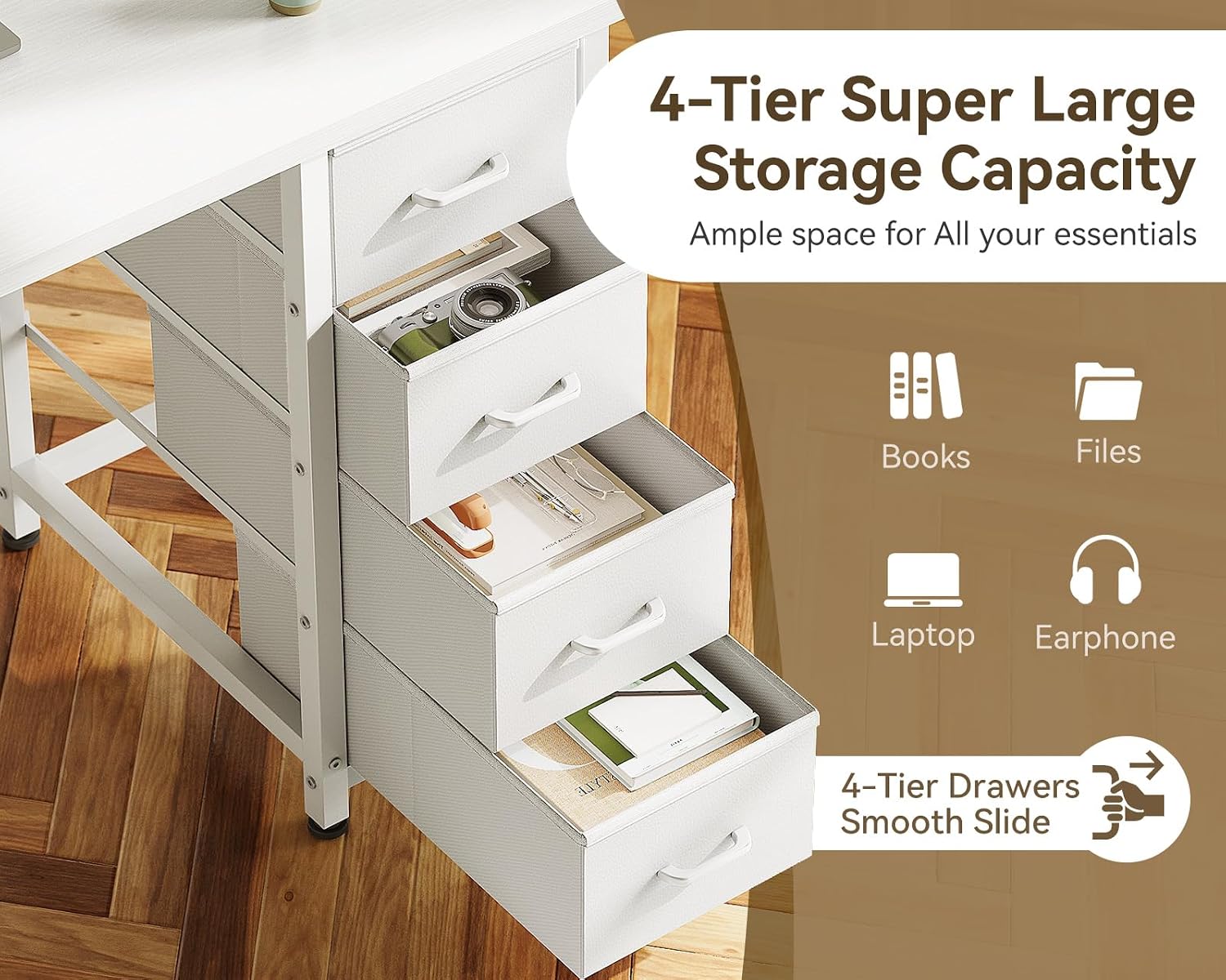 ホームオフィス用40インチ小型ホワイトコンピューターデスク、 - Desk Drawer Small のレビューと価格