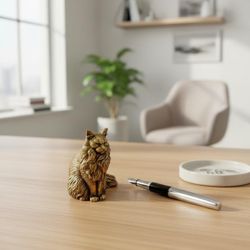メインクーンミニチュアフィギュア磨き上げられた真鍮製の小さな - Home Office Freelancer のレビューと価格