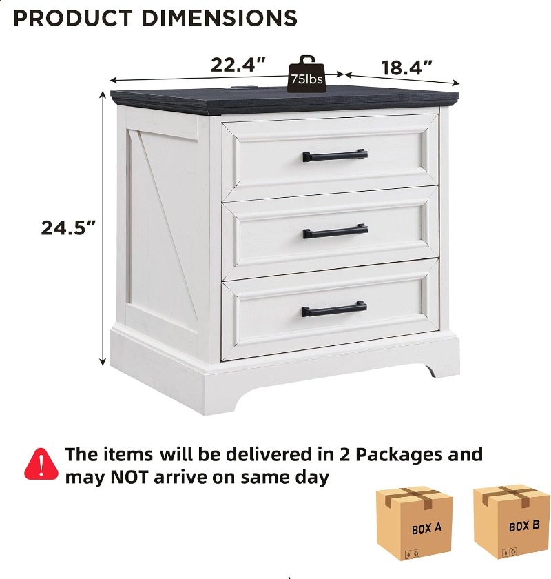 ACCOHOHO ファームハウスナイトスタンド 22インチ幅 - Desk Drawer Small のレビューと価格