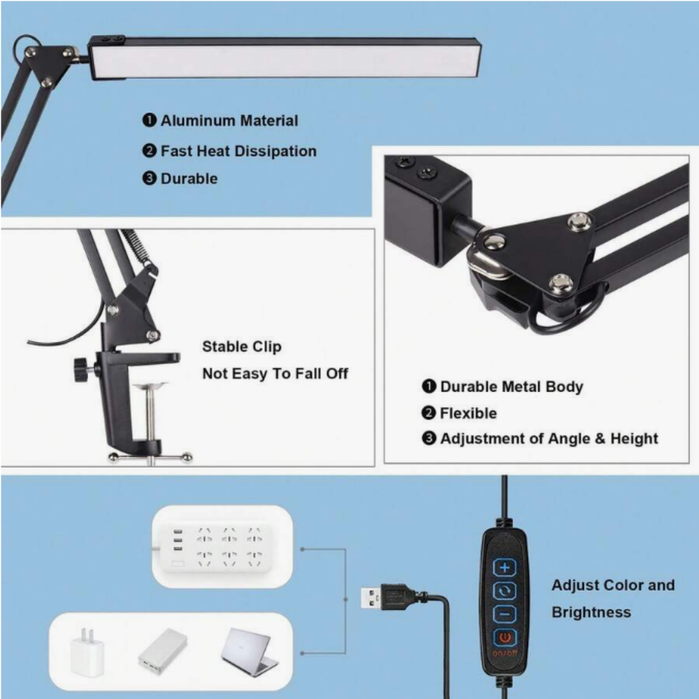 LEDデスクランプ 家庭用、読書用、勉強用、調節可能な目に優 - Home Office Lamp のレビューと価格
