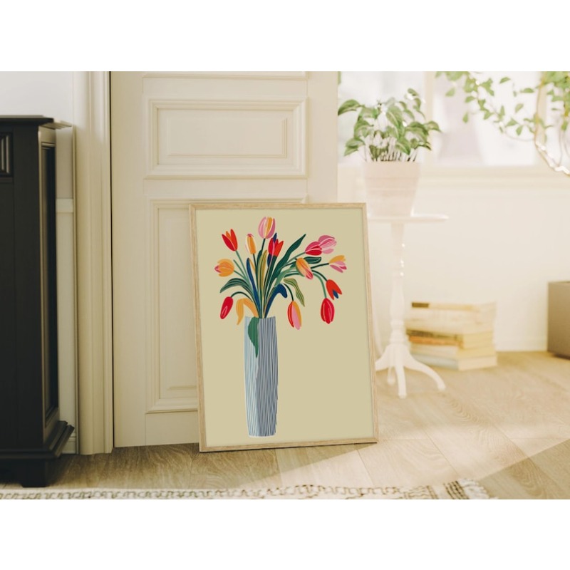 チューリップの花のキャンバスウォールアート2枚、フレームなし - Home Office Image のレビューと価格