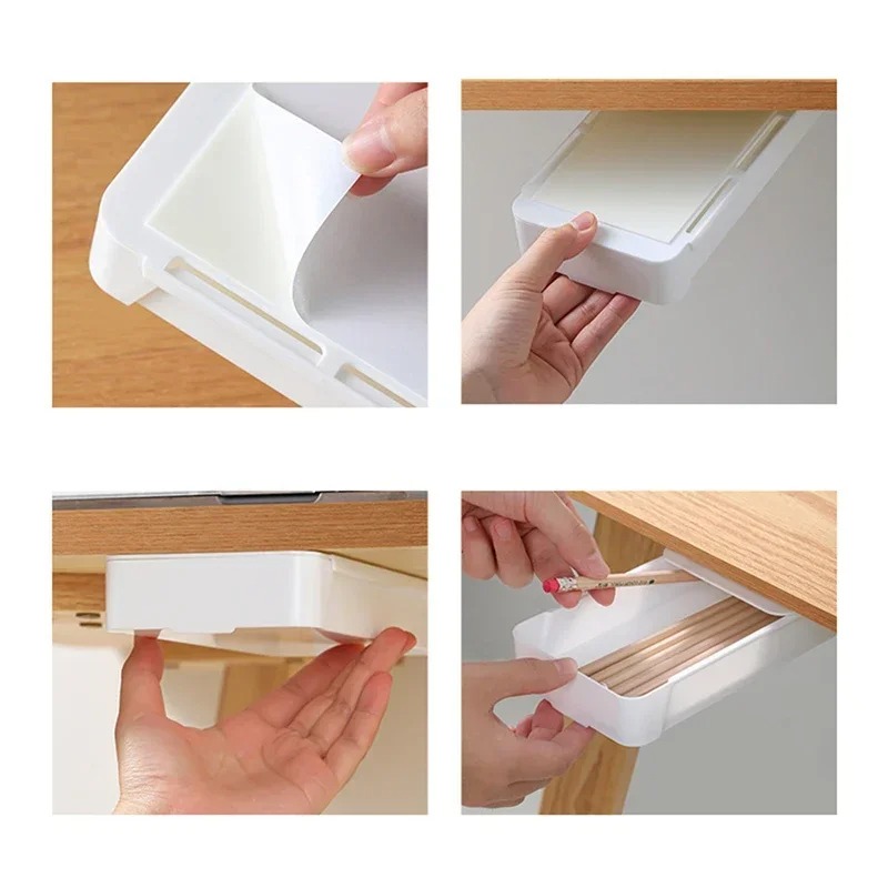 粘着式収納引き出しボックス、メイクアップペンシルトレイ、デス - Desk Drawer Small のレビューと価格